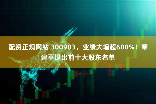 配资正规网站 300903，业绩大增超600%！章建平退出前十大股东名单